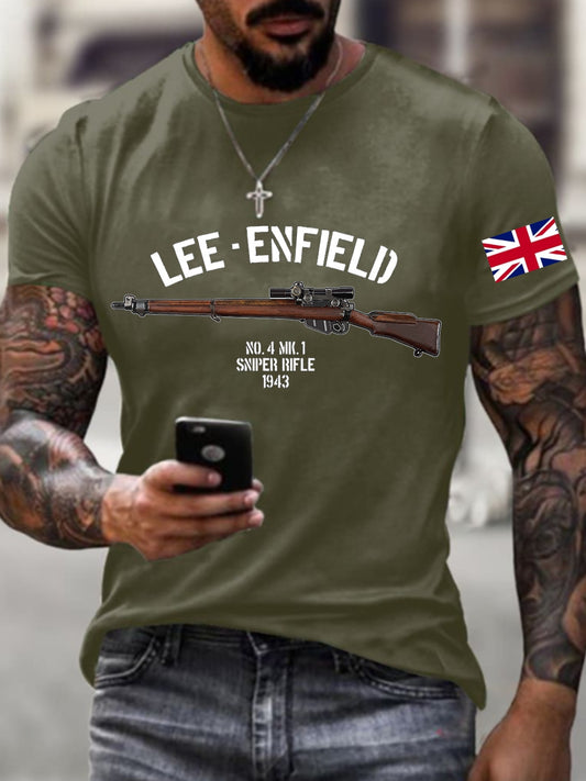 Men's The Lee-Enfield Rifle Imitation Cotton Short-Sleeved T-Shirt