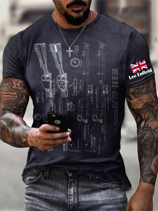Men's The Lee-Enfield Rifle Imitation Cotton Short-Sleeved T-Shirt