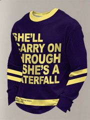 Men's  Lemon Roses Music Lover Printed Waffle Long Sleeve Top