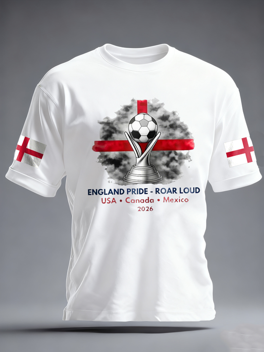 Men's UK Football Lover England  2026 Printed imitation cotton short-sleeved T-shirt