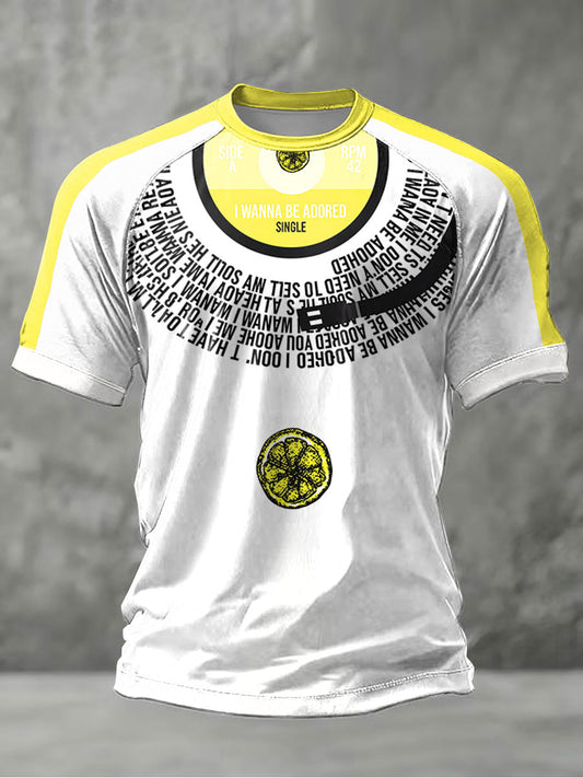 Men's Lemon Roses Music Lover Printed short sleeve t-shirt