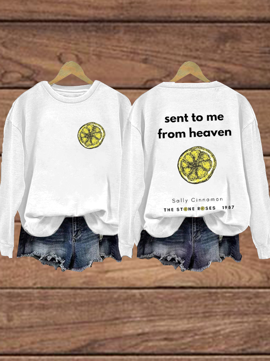 Women's Lemon Roses Music Lover Printed polyester sweatshirt