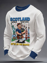 Men's Scotland Football Lover Tartan Army Printed Waffle Sweatshirt