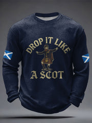 Men's Scotland Football Lover Tartan Army Printed Waffle Tops