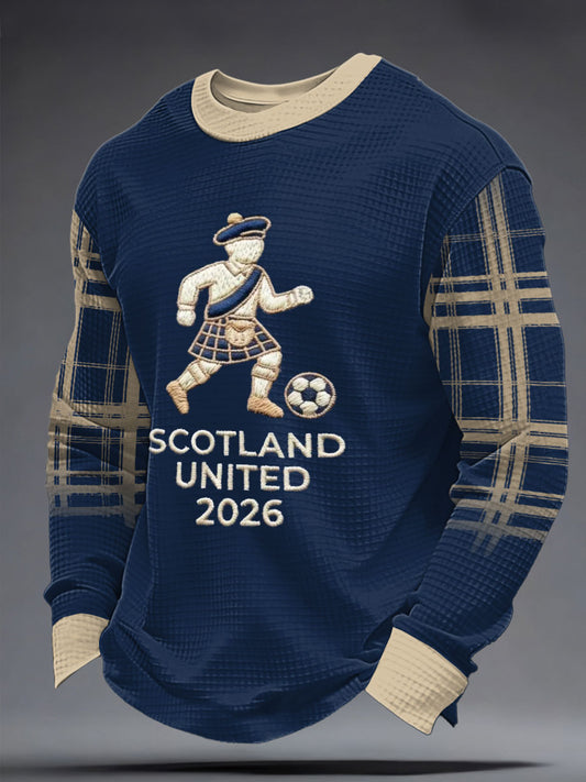 Men's Scotland Football Lover Tartan Army Printed Waffle Sweatshirt