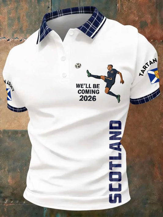 Men's Scotland Football Lover Tartan Army Printed Casual Tops