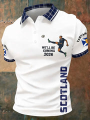 Men's Scotland Football Lover Tartan Army Printed Casual Tops