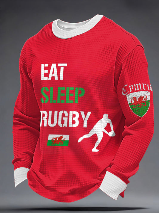 Men's Wales Rugby Lover Printed Waffle Sweatshirt