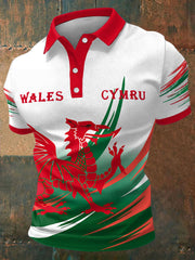 Men's Wales Rugby Lover CYMRU Printed Casual Tops
