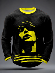 Men's Lemon Roses Music Lover Printed Waffle Long Sleeve T-Shirt