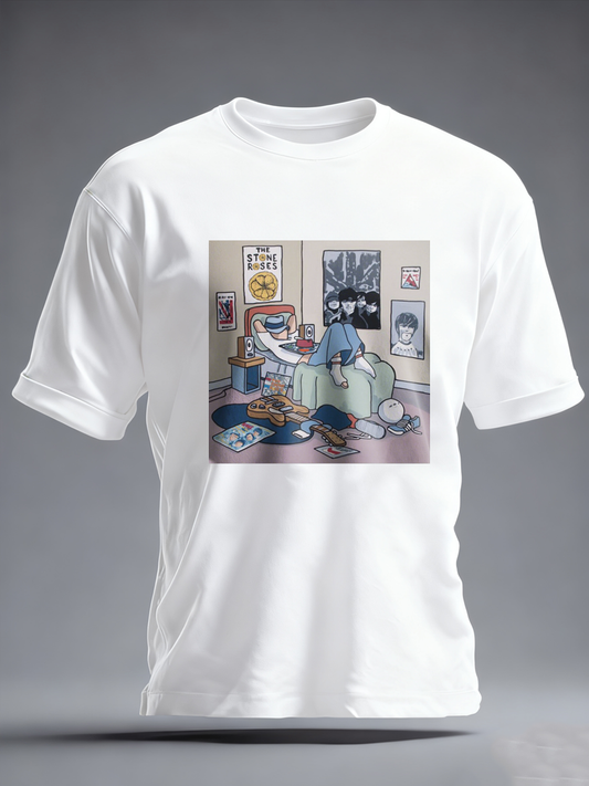 Men's Lemon Roses Music Lover Printed imitation cotton short-sleeved T-shirt