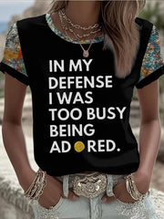 Women's Lemon Roses Music Lover Printed short-sleeved T-shirt