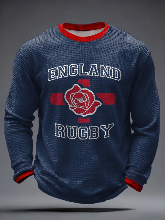 Men's England Rugby Lover Printed Waffle Tops