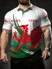 Men's Wales Welsh Rugby Lover Printed Casual Tops