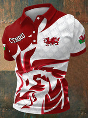 Men's Wales Welsh Rugby Lover Printed Casual Tops