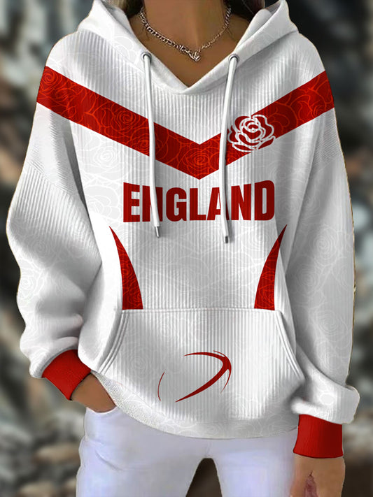 Women's England Rugby Roses Lover Printed Hoodie