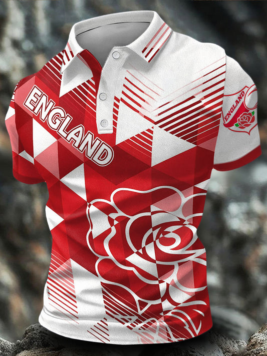 Men's England Rugby Roses Lover Printed Casual Tops