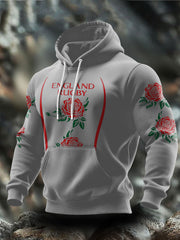 Men's England Rugby Roses Lover Printed Hoodie