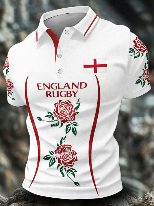 Men's England Rugby Roses Lover Printed Casual Tops