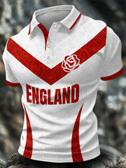 Men's England Rugby Roses Lover Printed Casual Tops
