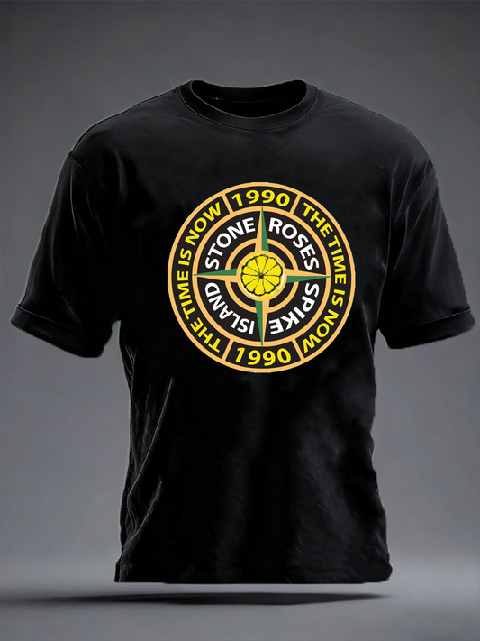 Men's Lemon Roses Music Lover Printed imitation cotton short-sleeved T-shirt