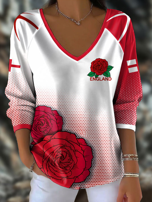 Women's England Rugby Roses Printed Tops