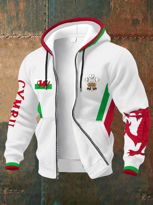 Men's Wales Welsh Rugby Lover Printed Coat