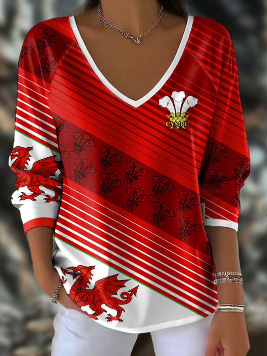 Women's Wales Welsh Rugby Lover Printed Tops