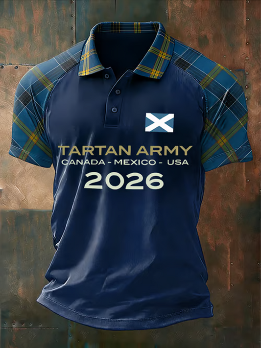 Men's UK Football Lover Scotland 2026 Printed three buttons shoulder sleeve