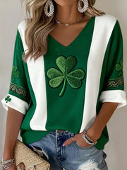 Women's Ireland Rugby Lover Printed V-Neck T-Shirt