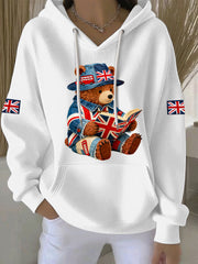 Women's British Style Print Casual Hoodie