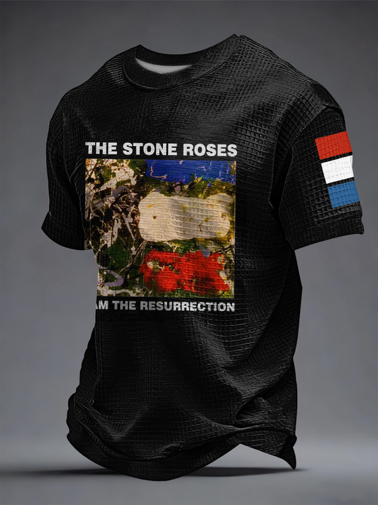 Men's Lemon Roses Music Lover Printed Waffle Short Sleeve