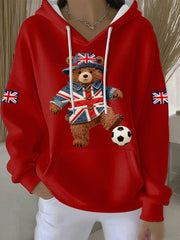 Women's British style Print Casual Hoodie