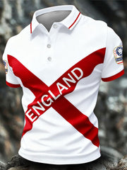 Men's England Football Lover Lions Printed Casual Tops