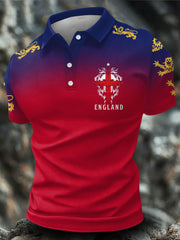 Men's England Football Lover Lions Printed Casual Tops