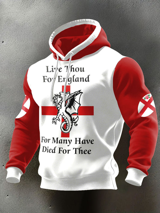 Men's England Rugby Lover Printed Hoodie