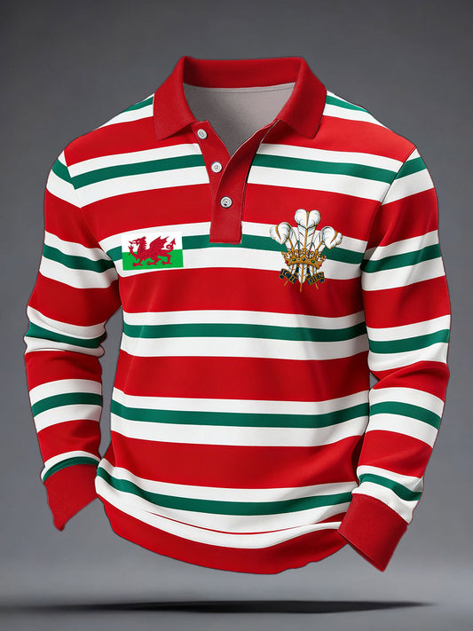 Men's Wales Welsh Rugby Lover Printed Casual Tops
