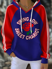 Women's England Rugby Lover Rose Art Printed Hoodie