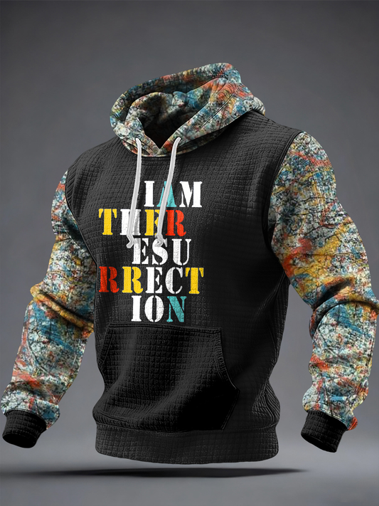 Men's Lemon Roses Music Lover Printed Checkered Cotton Hoodie