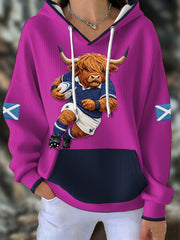 Damen Schottland Rugby Liebhaber Bedruckter Kapuzenpullover