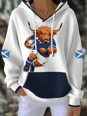 Damen Schottland Rugby Liebhaber Bedruckter Kapuzenpullover