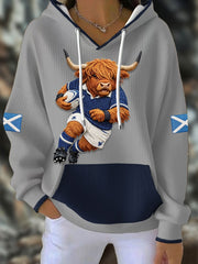Damen Schottland Rugby Liebhaber Bedruckter Kapuzenpullover