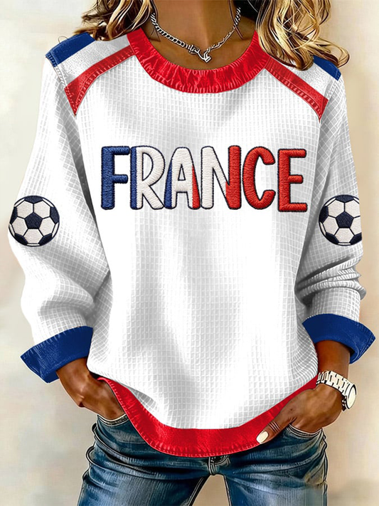 Women's France Football Waffle Crewneck sweatshirt