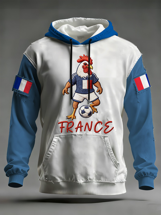 Men's France Football Oversized Drop-Shoulder Hoodie With Pockets