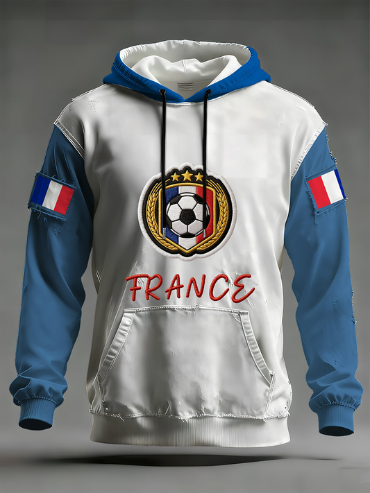 Men's France Football Oversized Drop-Shoulder Hoodie With Pockets