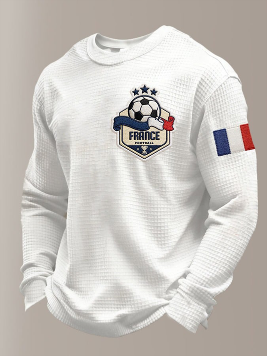 Men's équipe De Football Waffle Long Sleeve Crewneck sweatshirt