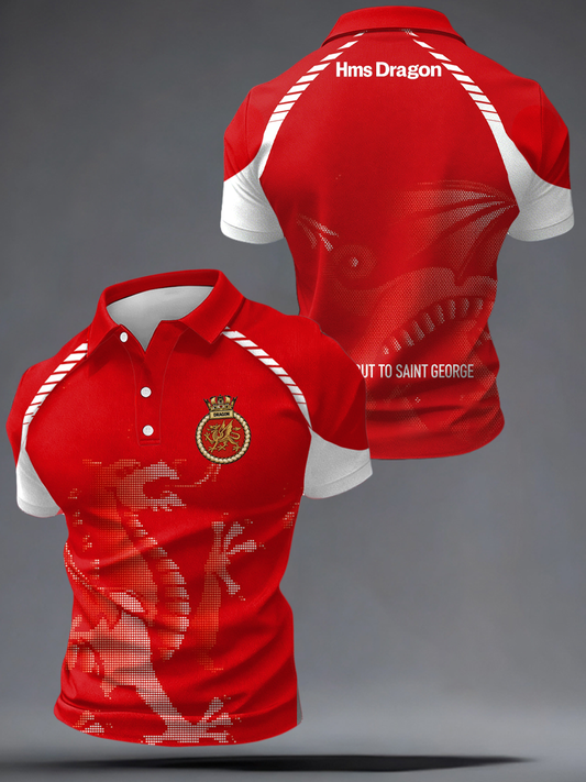 Men's British HMS Dragon Printed polo shirt