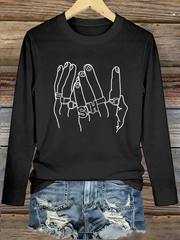 Women's Singer Casual Printed Round neck long sleeve T-shirt