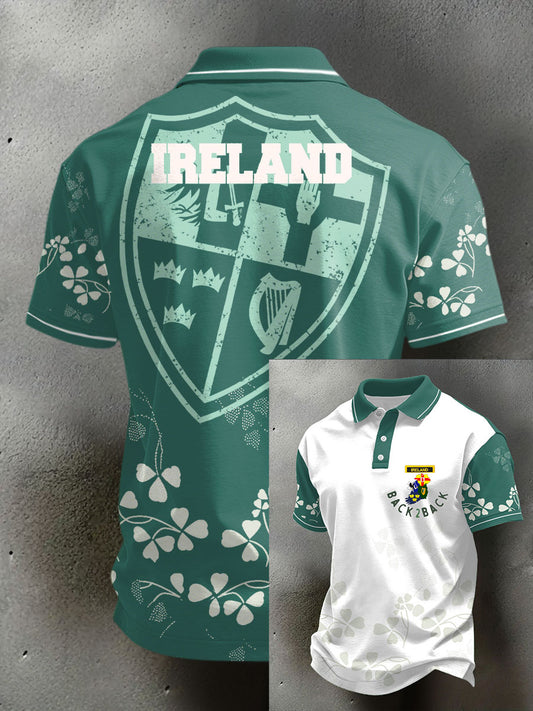 Men's Ireland Rugby Lover Shoulder 2 Shoulder Printed Casual Tops