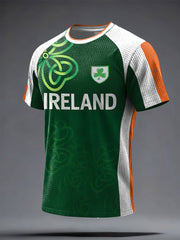 Men's Ireland Rugby Lover Shoulder 2 Shoulder Printed Waffle T-shirt